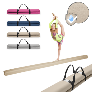 MAMOI® Gymnastikbalancebalken, klappbar, Kunstleder, 200 cm, rutschfest, weiche Oberfläche, für Kinder & Erwachsene, Heimtraining, bis 180 kg Belastbarkeit