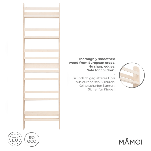 MAMOI® Kinderbücherregal aus Holz – Bücherkiste, Kinderbücherregal, Bücherregal für Kinderzimmer, Bücherbank, Wandregal, Montessori Kindermöbel, Kinderregal und Book Shelf für kleine Kinder.