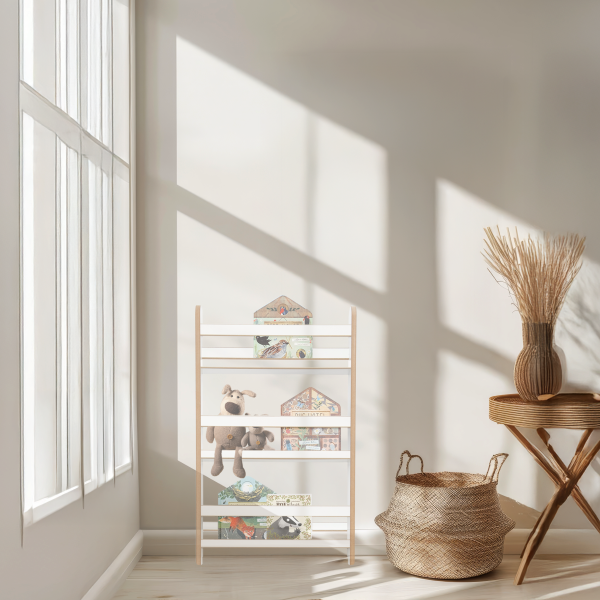 MAMOI® Kinderbücherregal aus Holz – Bücherkiste, Kinderbücherregal, Bücherregal für Kinderzimmer, Bücherbank, Wandregal, Montessori Kindermöbel, Kinderregal und Book Shelf für kleine Kinder.