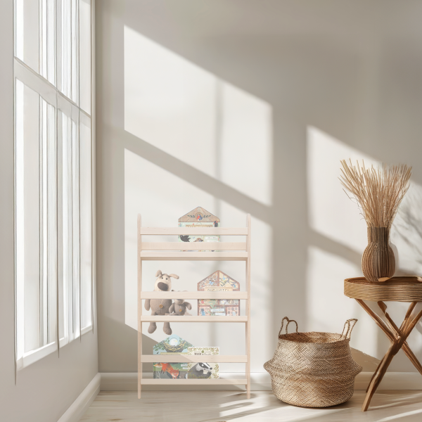 MAMOI® Kinderbücherregal aus Holz – Bücherkiste, Kinderbücherregal, Bücherregal für Kinderzimmer, Bücherbank, Wandregal, Montessori Kindermöbel, Kinderregal und Book Shelf für kleine Kinder.