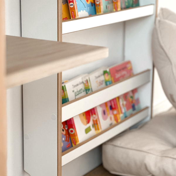 MAMOI® Kinderregal, Bücherregal für Kinderzimmer, Wandregal für Kinder, Bücherbank aus Holzwerkstoffplatte, Montessori-Kindermöbel