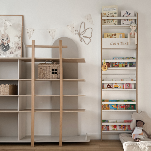 MAMOI® libreria per bambini, mensola da parete per cameretta, panca per libri in pannello a base di legno, mobili Montessori