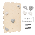 MAMOI® Wooden climbing wall for indoor use with 4 climbing holds | Climbing module with layered wooden board | Home climbing set | Climbing wall for self-assembly