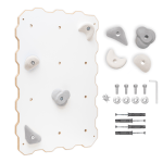 MAMOI® Parete da arrampicata in legno per interni con 4 prese da arrampicata, modulo da arrampicata bianco, set da arrampicata per la casa, parete da arrampicata da montare