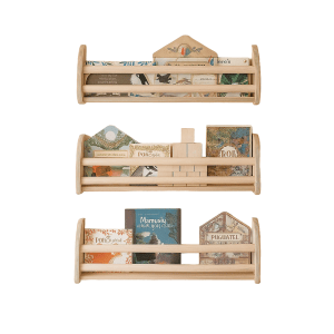 MAMOI® Lot de 3 étagères pour enfants, étagères murales en bois, étagères Montessori, étagères murales pour enfants, rangement pour livres et jouets, mobilier pour chambre d'enfant