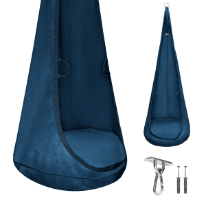 MAMOI® Hanging cocoon made of velvet fabric with cushion and mounting hook, elegant suspended seat for home, soft velvet swing chair for relaxation with handles, durable Premium construction, load capacity 70 kg