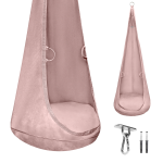 MAMOI® Hanging cocoon made of velvet fabric with cushion and mounting hook, elegant suspended seat for home, soft velvet swing chair for relaxation with handles, durable Premium construction, load capacity 70 kg