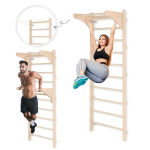 MAMOI® Gymnastikleiter für Training mit Griff und Dip-Barren, stabile Konstruktion für Krafttraining und Stretching, Wandmontage, Trainingsgriffe