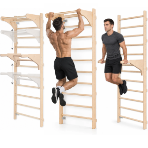 MAMOI® Gymnastiksprossenwand zur Wandmontage mit Klimmzugstange und Dip-Barren für Erwachsene – verstellbare Trainingselemente