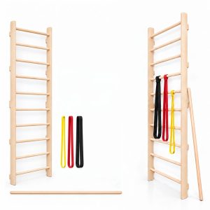 MAMOI Espalier de gymnastique maison avec bandes de résistance et bâton