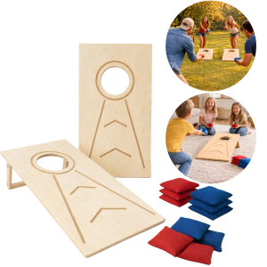 MAMOI® Cornhole Giochi da Festa Outdoor Indoor, Gioco da Spiaggia | Gioco di Lancio per Bambini e Adulti con Sacchetti Inclusi – 1 × Tavole Cornhole & 2 × 5 Sacchetti Cornhole