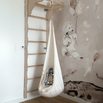MAMOI® Swing hanging chair Beige, Indoor hammock, Sensory swing seat for bedroom for kids, Child door swinging nest for autism, Garden egg swings for children