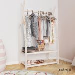MAMOI® Children clothes rail Beige 53x95x32cm | Dressing up rail for kids made of Yarnwood | Baby wardrobe clothes storage modern design | Baby accessories | 100% ECO | MADE in EU
