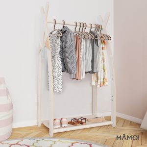 MAMOI® Armadio per Bambini in Legno 95x106x32cm / 53x95x32cm | Appendiabiti bambini da terra | Porta abiti | Guarderoba bambini per la cameretta | Armadio montessori | 100% ECO | Prodotto nell'UE