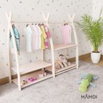 MAMOI® Portant vetement enfant 95x106x32cm | Portant a vetement bois | Penderie vetement armoire enfant bebe | Meubles enfants bois meuble vetement | 100% ECO | Fabriqué dans l'UE
