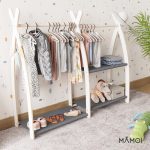 MAMOI® Kleiderstange Baby Kinderzimmer | Kinderkleiderstange 95x106x32cm | Kinder Kleiderständer Baby | Garderobenständer | Baby Garderobe | Kindergarderobe | 100% ECO | Made in EU