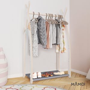 MAMOI® Portant vetement enfant 53x95x32cm | Portant a vetement Yarnwood | Penderie vetement armoire enfant bebe | Meubles enfants bois meuble vetement | 100% ECO | Fabriqué dans l'UE