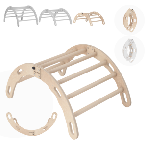 MAMOI® Triangle interieur, Mur escalade pour enfant, Aire de jeux pour bebe, Espalier en bois, Rocker arche à partir de 1/2/3 an, Bascule montessori