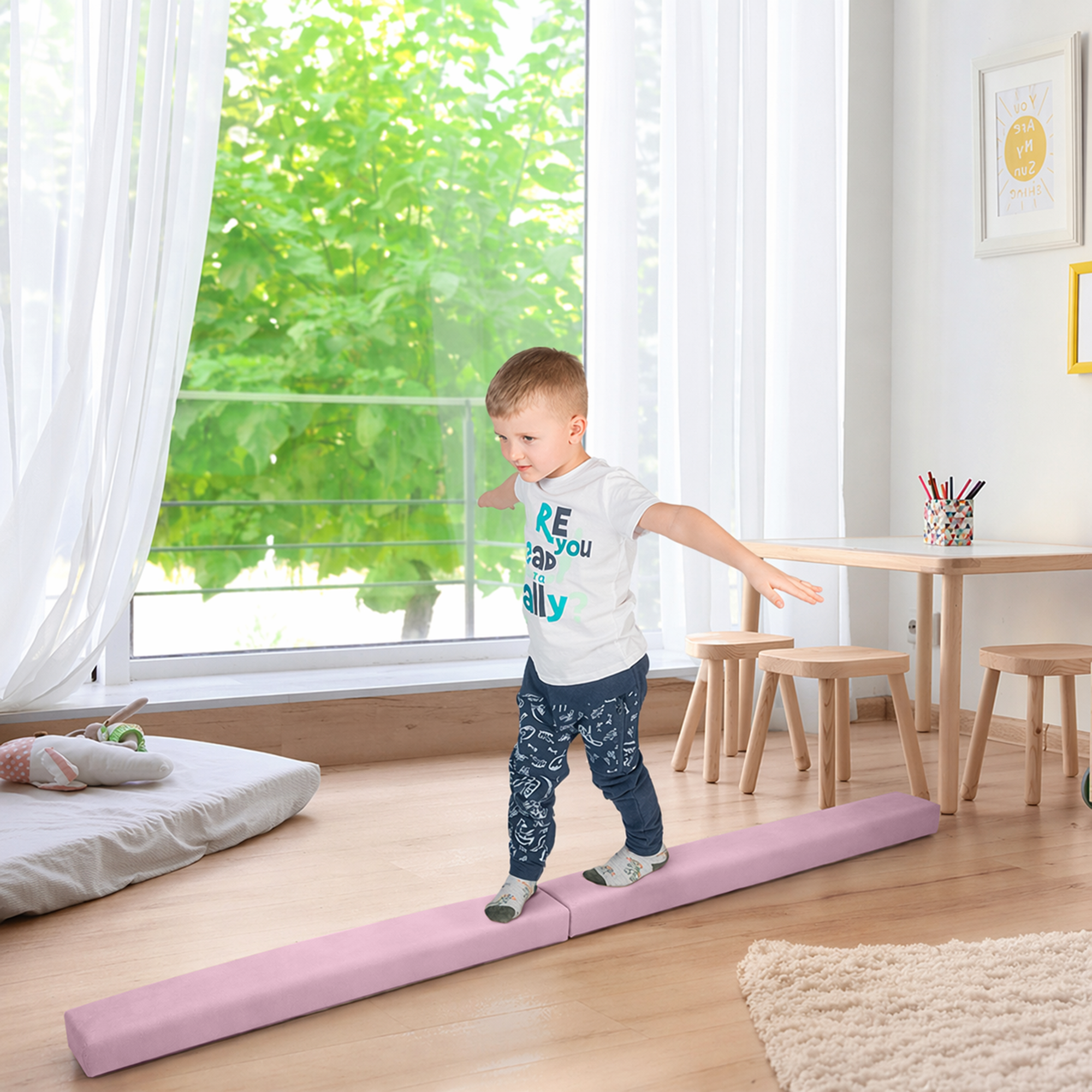 MAMOI® Poutre de gymnastique pliable pour enfants – poutre d’équilibre pour exercices d’équilibre