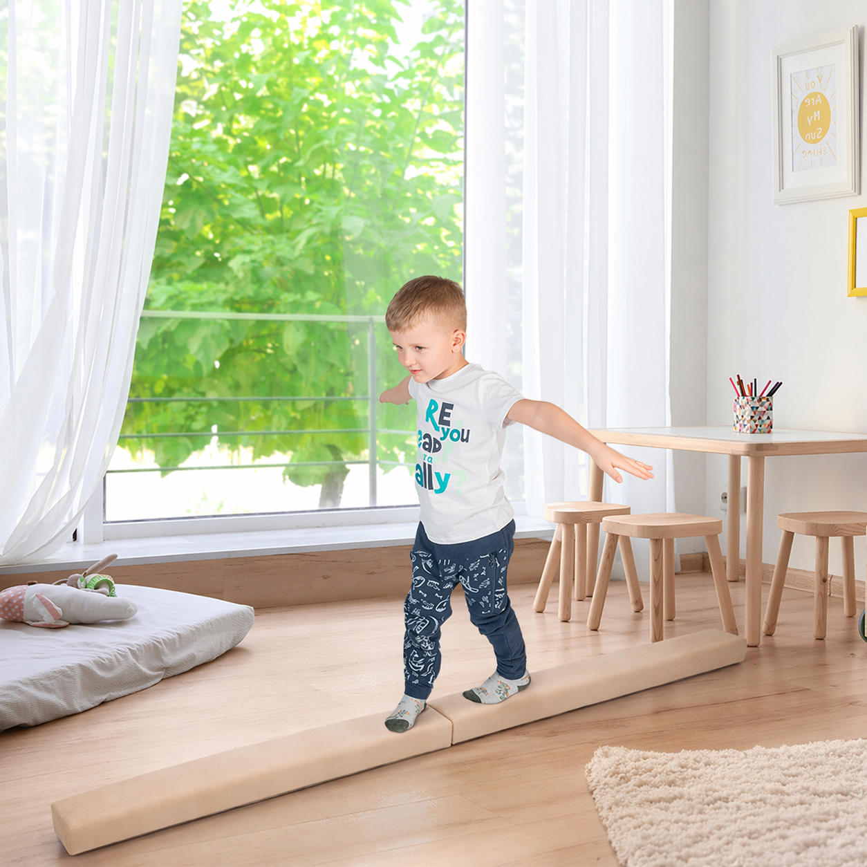 MAMOI® Klappbarer Schwebebalken für Kinder – Balancierbalken für Gleichgewichtsübungen