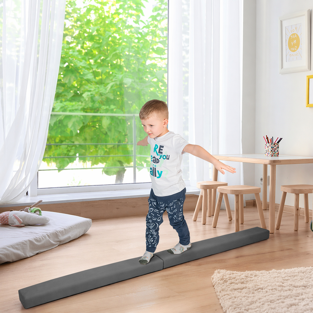 MAMOI® Poutre de gymnastique pliable pour enfants – poutre d’équilibre pour exercices d’équilibre