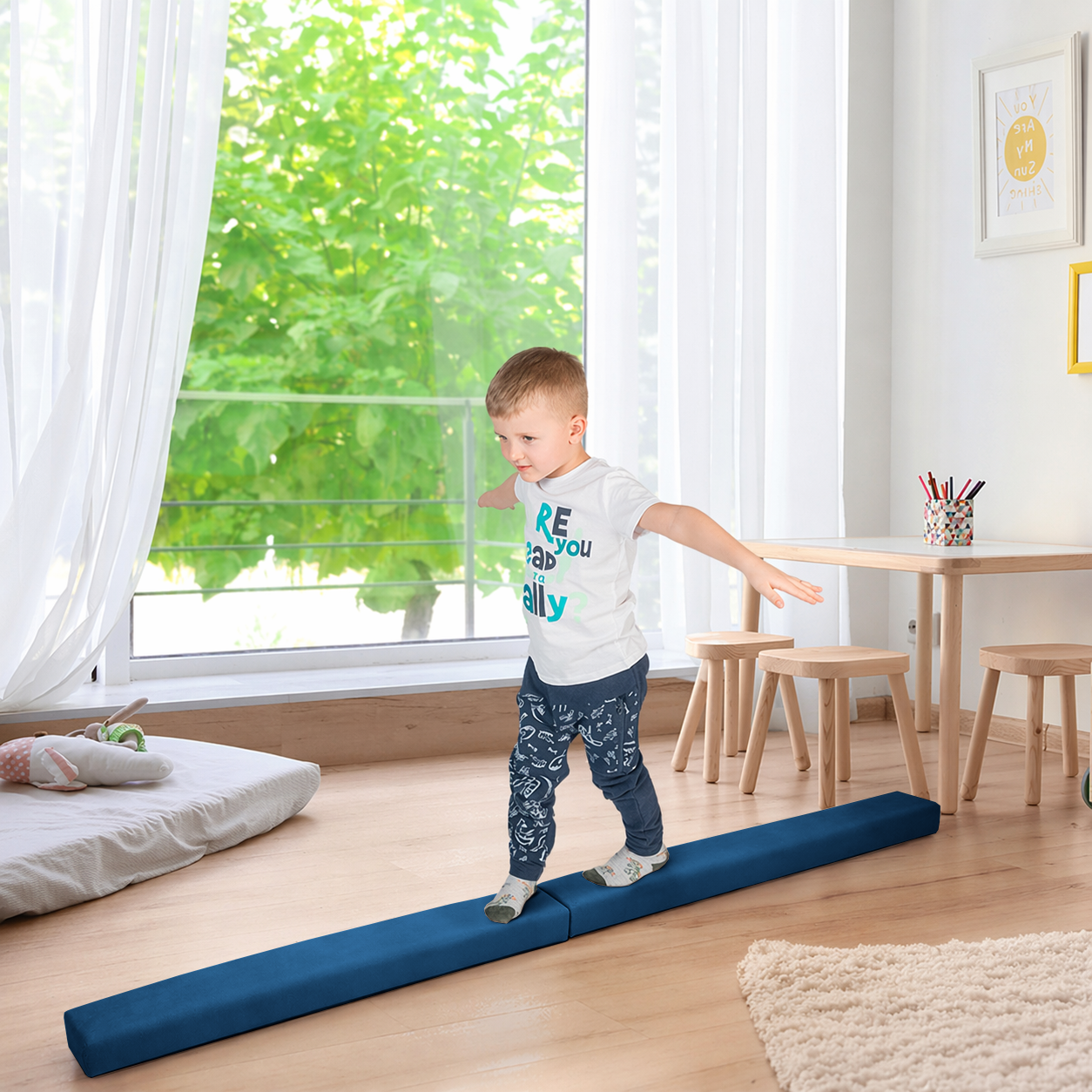 MAMOI® Poutre de gymnastique pliable pour enfants – poutre d’équilibre pour exercices d’équilibre