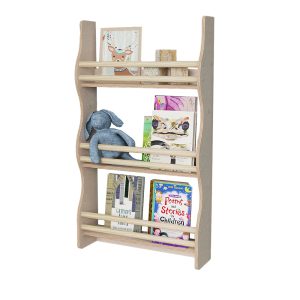 MAMOI® Libreria per bambini, contenitore per libri per cameretta, scaffale per libri, mensola da parete, libreria in legno, panca porta libri, mobile Montessori per bambini piccoli