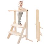 MAMOI® Lernturm Klappbar aus Holz, Learning Tower, Lernstuhl für Kinder, Küchenturm und Küchenhelfer, Lerntower, Hochstuhl Tritthocker ab 1 jahr ab 2/3 Jahre, Montessori