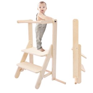 MAMOI® Lernturm Klappbar aus Holz, Learning Tower, Lernstuhl für Kinder, Küchenturm und Küchenhelfer, Lerntower, Hochstuhl Tritthocker ab 1 jahr ab 2/3 Jahre, Montessori